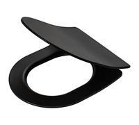 Tiger Tune Abattant WC, Duroplast, Noir, Forme Ovale, 37 x 45 cm, Fermeture douce, Charnières inox, Démontage rapide, Antibactérien, Points de Fixation en Acier Inoxydable Brossé