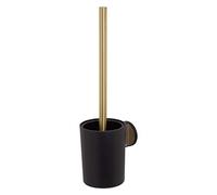 Tiger Tune Brosse WC Fermée, Porte-Brosse WC Mural au Design Fermé avec Fixation Adhésive 3M, Brosse Noire et Tête Remplaçable, Acier Inoxydable et Plastique ABS, 9,6 x 38,2 x 12,1 cm, Doré/Noir
