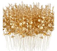 Tiges d'eucalyptus artificielles dorées, 15 pièces, fausse branche d'eucalyptus, Bouquet de mariage, décoration DIY, Table de fête à domicile, décorations de noël Golden