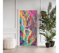 Tigre Animal Sticker Mural, Fluide Coloré Autocollants De Porte Muraux Décoration Poster Murale, Populaire Stickers de Porte Imperméable Vinyle 80x200 cmHh209