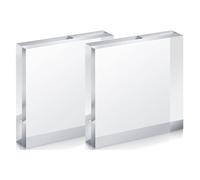 TIHONORI Bloc D'affichage Carré en Acrylique - Blocs en Acrylique Transparent, Cube en Acrylique Poli - Support D'affichage en Acrylique Solide pour Collection De Porte-Bagues,150x150x50mm 2 Pcs