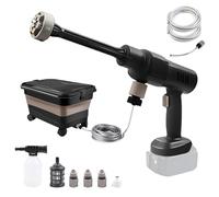 TIHOOK Nettoyeur haute pression portable pour Makita BL-18 V, moteur sans balais, nettoyeur haute pression sans fil avec réservoir d'eau pliable de 23 L, buse 6 en 1, pulvérisateur en mousse, tuyau de