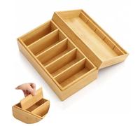 Tiiyee Coffret Boîte À Fiches A7 Bambou, 4 Séparateurs 1000 Cartes Bureau | Coffret Rangement Pour Flashcards Et Fiches Bristol, 4 Cloisons Amovibles Pour A7 A8 Organisateur Bois Pour École Et Maison