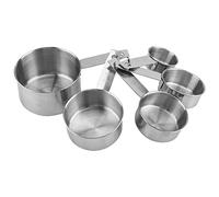 Tiiyee Tasses à Mesurer En Acier Inoxydable, 5PCS Tasse Doseurs Gadget De Cuisine Ensemble Cup Mesure Cuillères Doseuses Outil Cuisson Avec Règle Pour Mesures Ingrédients Secs Liquides Solides