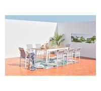 Concept Usine – Salon de jardin Tijuana – Aluminium blanc et bois – 8 places