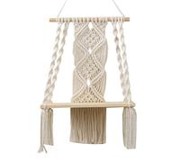 TIKATARER Étagère Murale Boho, Décoration Murale en macramé en Corde de Coton Faite à la Main avec étagère Suspendue en Bois, Idéale pour Le Salon, la Chambre à Coucher, la Chambre d'enfant, 32x50