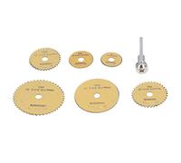 TIKATARER Jeu de 7 Lames de Scie HSS, Mini Lames Circulaires Ultra Fines à Coupe Rapide, Disques de Coupe avec Tige pour Bois, PVC et Métal Souple