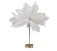 TIKATARER Lampe de Table en Plumes d'autruche, Lampe de Bureau Plume, Veilleuse de Bureau avec 30 Plumes et Interrupteur Tactile, Gradation 3 Couleurs et Base en Métal doré pour Chambre à Coucher,