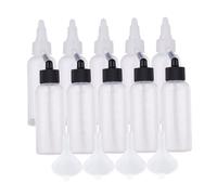 TIKATARER Lot de 10 Flacons de Peinture pour Aérographe de 65 Ml avec 4 Petits Entonnoirs, Bouchons en Caoutchouc à Bille en Acier, Compatibles avec les Aérographes à Alimentation par Siphon à (PP