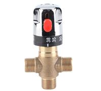 TIKATARER Mitigeur Thermostatique en Laiton, Facile à Installer avec Entrée D'eau Chaude et Froide de 15 Mm et Thermostat Réglable de 38 °C à 42 °C, pour Salle de Bain Cuisine