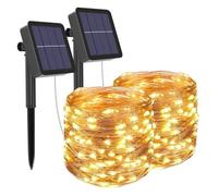 Tikawi x2 Guirlandes Extérieures Lumineuses Solaires et Etanches [Décoration Jardin Terrasse Maison Noël Mariage] [10m] [100 LEDS]