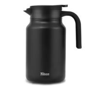 Tiken 1.5L Carafe Isotherme pour Café, Double Paroi en Acier Inoxydable, Maintient la Température pour Boissons Chaudes et Froides