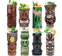 Tiki Mugs Lot de 7 tasses à cocktail en céramique hawaïenne Luau Gobelet en forme de verres à cocktail exotiques mignons Tiki Bar professionnel Hawaiian Party Barware TKSET0017 (7 pièces)
