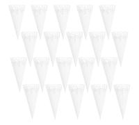 TIKODIDA 20 Cônes en Papier Blanc Design Dentelle Ajourée Laser, Facile à Rouler, Ruban Adhésif Double Face, pour Confettis Mariage et Buffet, Lot de 20 Pièces