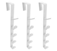 TIKODIDA Crochet de Porte à Cinq Crochets Abs Blanc, Corps 3 Pièces | Installation sans Perçage ni Clous, Design Pratique Au-dessus Porte, pour Chambre et Casiers