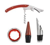 TIKODIDA Ensemble Ouvre-Bouteille Vin 3 Pièces en Acier Inoxydable Tire-Bouchon, Verseur et Anneau en Tissu, Accessoire pour Vin Rouge, Présent Élégant en Coffret Papier pour Bar,