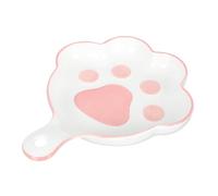 TIKODIDA Plaque de Cuisson en Céramique Rose à Poignée Motif Patte de Chat 20 CM pour Service de Plats et Apéritifs en Restauration et Maison