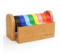TIKSPCAE Distributeur de ruban de masquage, support multi-rouleaux de ruban adhésif avec cutter dentelé en acrylique, organiseur de rangement en bois de bambou pour enfants, loisirs créatifs, cadeau