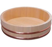 TIKUSAN Hangiri Bol à Sushi en Bois Avec Bande de Cuivre - Fabriqué au Japon pour Riz et Oke (33 cm)