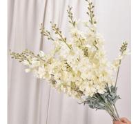 Tikwisdom Lot de 4 fleurs artificielles delphinium de 86 cm - Fleurs artificielles en soie - Fleurs artificielles à longue tige pour grand vase, maison, décoration de fête de mariage (blanc)