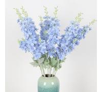 Tikwisdom Lot de 4 fleurs artificielles delphinium en soie - 86 cm - Fleurs artificielles à longue tige pour grand vase, maison, décoration de fête de mariage (bleu clair)