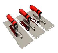 Tile Tools Lot de 3 truelles crantées carrées en acier inoxydable (taille de l'encoche : 5/32", 5/16" et 1/2") Kit manuel pour pose de carrelage mural et sol