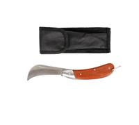 TILL. - Couteau électricien lame courbe en inox | Manche bois ergonomique | Avec étui ceinture | Outil de dénudage précis et durable | Idéal électricité et câblage