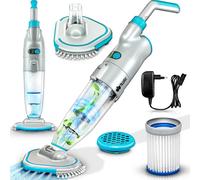 tillvex Aspirateur de piscine avec batterie - jusqu'à 15 m³ | Aspirateur de fond de piscine électrique | Nettoyeur de piscine avec filtre & système à 2 vitesses | Aspirateur à main Kit de nettoyage sa