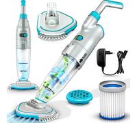tillvex Aspirateur de piscine avec batterie - jusqu'à 25 m³ | Aspirateur de fond de piscine électrique | Nettoyeur de piscine avec filtre & système à 2 vitesses | Aspirateur à main Kit de nettoyage sa