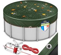 tillvex® Bâche de piscine ronde de qualité supérieure - Diamètre 420 cm - Pour Ø 320-366 cm - Avec kit de montage - Bâche solaire de 200 g/m² - Pour l'été et l'hiver - Résistant aux UV