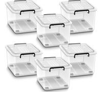 tillvex® Boîtes de rangement avec couvercle, set de 6 - 88L, qualité alimentaire | Set de boîtes en plastique empilables | Rangement Système de rangement Boîte grande | Boîte de rangement Boîtes à vêt