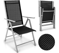 tillvex chaise de jardin argent pliante en aluminium | chaise à haut dossier avec accoudoirs | chaise pliante réglable | chaise pliante balcon jardin terrasse