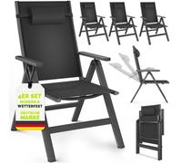 tillvex Chaise de jardin Premium 4 pièces anthracite pliable en aluminium | dossier haut avec accoudoirs | chaise pliante réglable | chaise pliante balcon jardin terrasse
