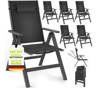 tillvex Chaise de jardin Premium 6 pièces anthracite pliable en aluminium | dossier haut avec accoudoirs | chaise pliante réglable | chaise pliante balcon jardin terrasse