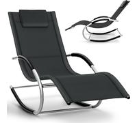tillvex Chaise longue Anthracite Chaise longue de jardin | Chaise longue résistante aux intempéries | Chaise longue à bascule charge 150 kg | Chaise longue respirante