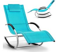 tillvex Chaise longue bleu Chaise longue de jardin | Chaise longue résistante aux intempéries | Chaise longue à bascule charge 150 kg | Chaise longue respirante