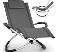 tillvex® Chaise longue de jardin anthracite Chaise longue de relaxation Chaise longue à bascule Chaise longue oscillante de camping
