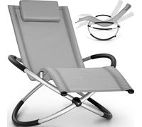 tillvex® Chaise longue de jardin grise Chaise longue de relaxation Chaise longue à bascule Chaise longue de camping oscillante