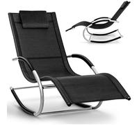 tillvex Chaise longue de jardin pliable | Noir| Chaise longue inclinable résistante aux intempéries