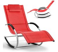 tillvex Chaise longue de jardin pliable | Rouge| Chaise longue inclinable résistante aux intempéries