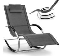 tillvex Chaise longue Relax Gris Chaise longue de jardin | Chaise longue résistante aux intempéries | Chaise longue à bascule charge 150 kg | Chaise longue respirante