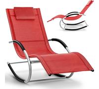 tillvex Chaise longue Relax rouge Chaise longue de jardin | Chaise longue résistante aux intempéries | Chaise longue à bascule charge 150 kg | Chaise longue respirante