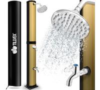tillvex Douche Solaire avec Capot de Protection | Douche de Jardin Eau Chaude | Douche de Piscine Camping | sans raccordement électrique (Noir/Or, 35 litres)