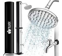 tillvex Douche Solaire avec Capot de Protection | Douche de Jardin Eau Chaude | Douche de Piscine Camping | sans raccordement électrique (Noir/Argent, 35 litres)