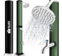 tillvex Douche Solaire avec Capot de Protection | Douche de Jardin Eau Chaude | Douche de Piscine Camping | sans raccordement électrique (Noir/Vert, 35 litres)