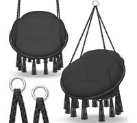 tillvex Fauteuil suspendu noir avec grand coussin 200kg à suspendre | Chaise suspendue Indoor & Outdoor | Panier suspendu résistant aux intempéries | Panier à bascule