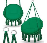 tillvex Fauteuil suspendu Vert avec grand coussin 200kg à suspendre | Chaise suspendue Indoor & Outdoor | Panier suspendu résistant aux intempéries | Panier à bascule