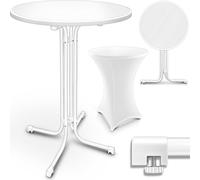 tillvex® Gastro Table haute pliante set de 2 - Ø60cm blanc | Table de bistrot MONTEE FINITIVEMENT | Table pliante ronde - table de fête résistante aux intempéries | Table de jardin Indoor & Outdoor