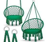 tillvex Hamac Chaise Suspendu 200kg | Chaise Relax à Franges - Intérieur et Extérieur | Hamac avec Coussins Confortables de Siége | Kit de Suspension