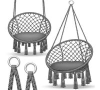 tillvex Hamac Chaise Suspendu 200kg | Chaise Relax à Franges - Intérieur et Extérieur | Hamac avec Coussins Confortables de Siége | Kit de Suspension